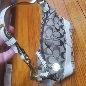 Y2K Coach Signature Brown and Cream Shoulder Bag